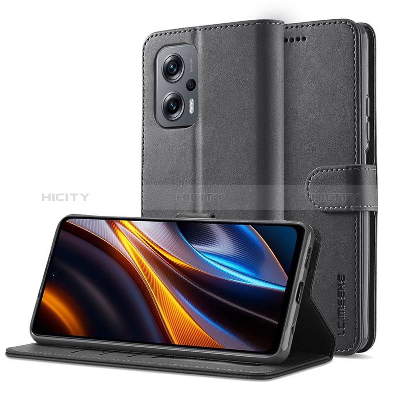 Custodia Portafoglio In Pelle Cover con Supporto LC2 per Xiaomi Redmi Note 11T Pro 5G Nero