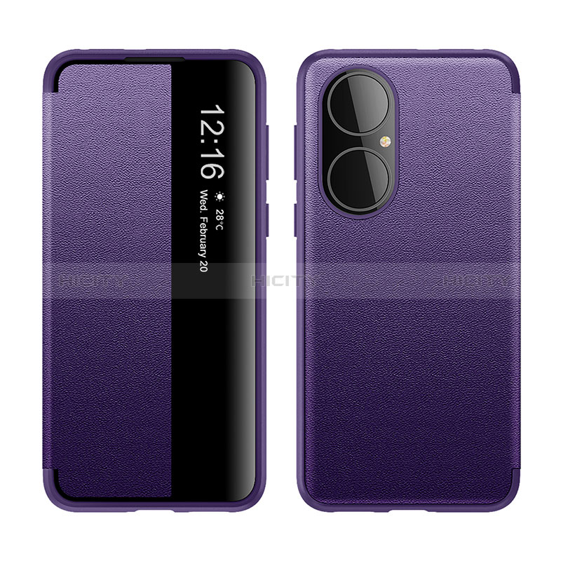 Custodia Portafoglio In Pelle Cover con Supporto LF1 per Huawei P50 Pro Viola