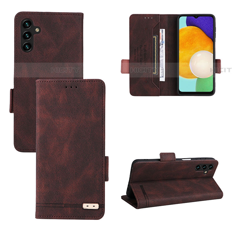 Custodia Portafoglio In Pelle Cover con Supporto LZ3 per Samsung Galaxy A04s Marrone