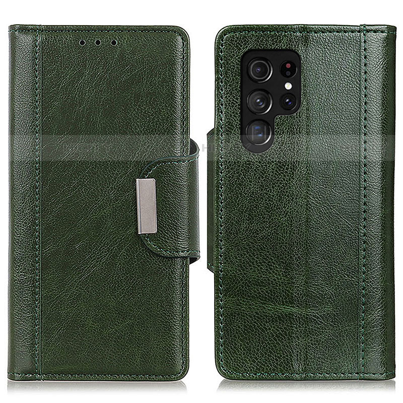 Custodia Portafoglio In Pelle Cover con Supporto M01L per Samsung Galaxy S22 Ultra 5G Verde