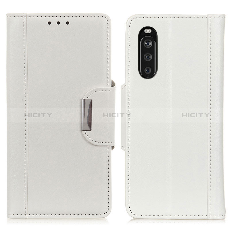 Custodia Portafoglio In Pelle Cover con Supporto M01L per Sony Xperia 10 III Lite Bianco