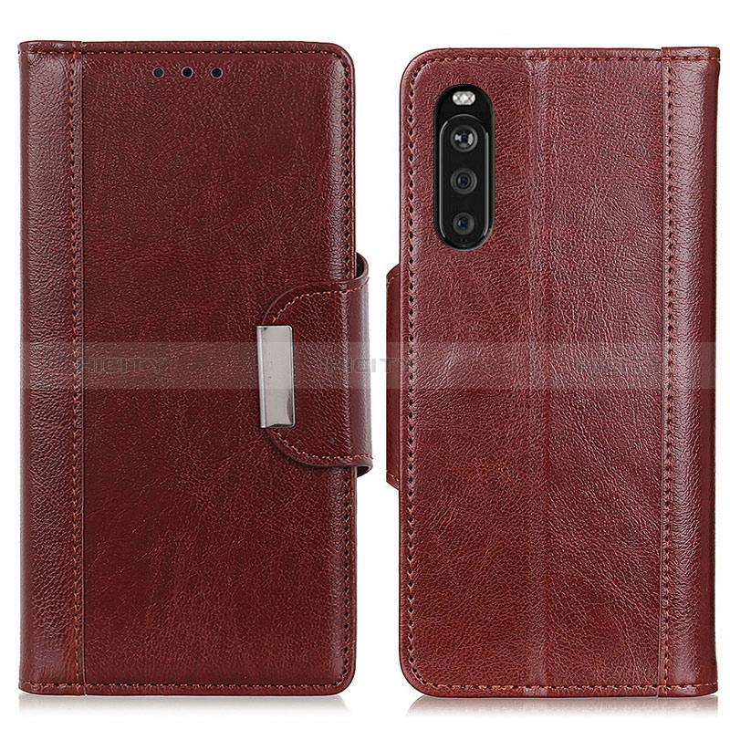 Custodia Portafoglio In Pelle Cover con Supporto M01L per Sony Xperia 10 III Lite Marrone