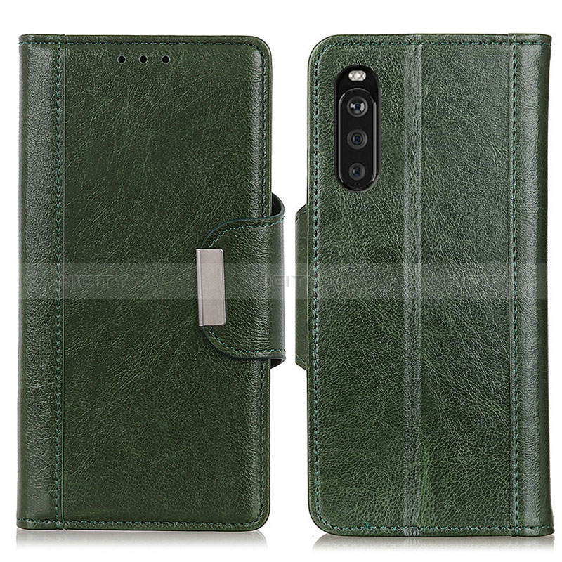 Custodia Portafoglio In Pelle Cover con Supporto M01L per Sony Xperia 10 III SO-52B Verde