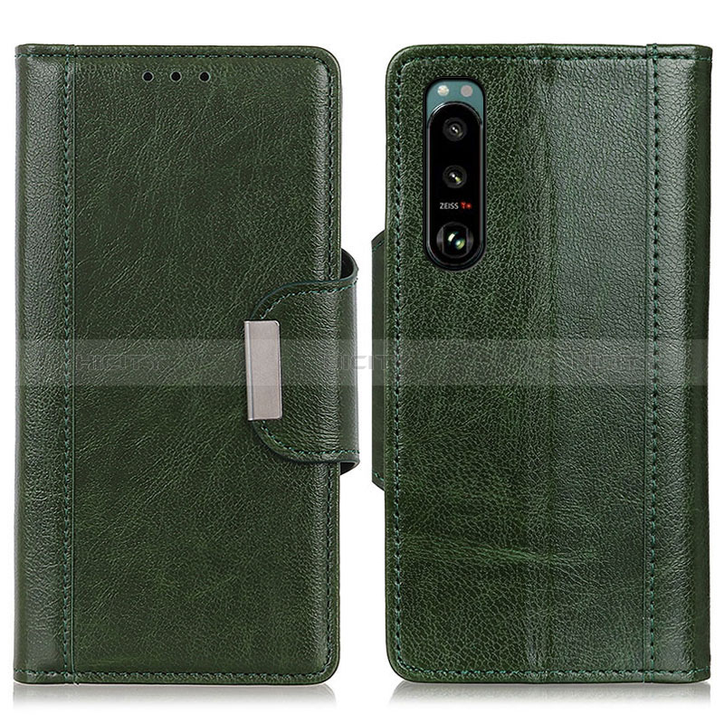 Custodia Portafoglio In Pelle Cover con Supporto M01L per Sony Xperia 5 III SO-53B Verde
