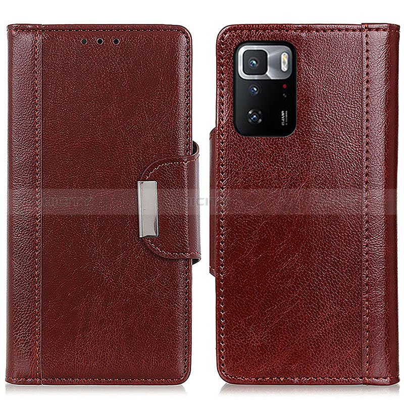 Custodia Portafoglio In Pelle Cover con Supporto M01L per Xiaomi Redmi Note 10 Pro 5G Marrone