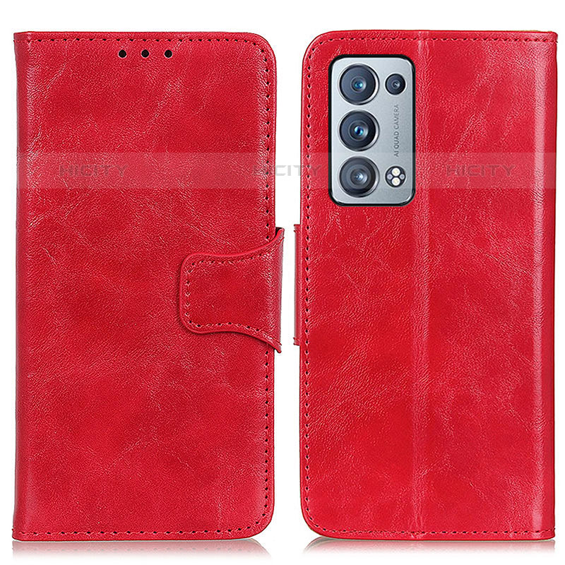 Custodia Portafoglio In Pelle Cover con Supporto M02L per Oppo Reno6 Pro+ Plus 5G Rosso