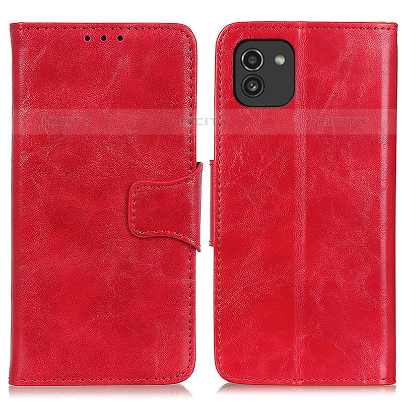 Custodia Portafoglio In Pelle Cover con Supporto M02L per Samsung Galaxy A03 Rosso