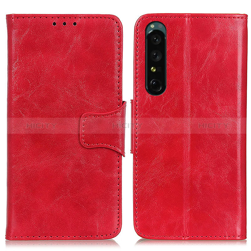 Custodia Portafoglio In Pelle Cover con Supporto M02L per Sony Xperia 1 IV SO-51C Rosso