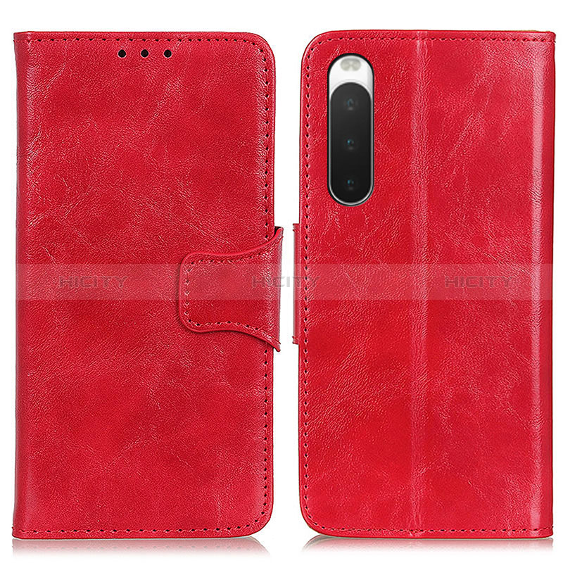 Custodia Portafoglio In Pelle Cover con Supporto M02L per Sony Xperia 10 IV SO-52C Rosso