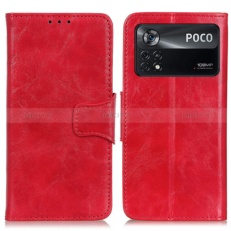 Custodia Portafoglio In Pelle Cover con Supporto M02L per Xiaomi Poco X4 Pro 5G Rosso