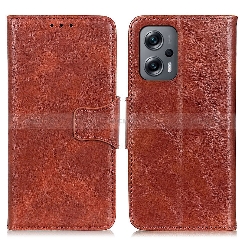 Custodia Portafoglio In Pelle Cover con Supporto M02L per Xiaomi Redmi Note 11T Pro 5G Marrone