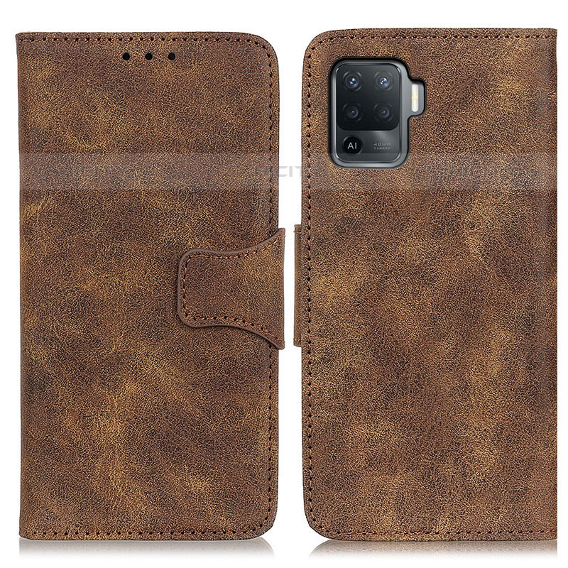 Custodia Portafoglio In Pelle Cover con Supporto M03L per Oppo Reno5 F Marrone