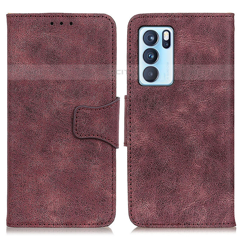 Custodia Portafoglio In Pelle Cover con Supporto M03L per Oppo Reno6 Pro 5G India Viola