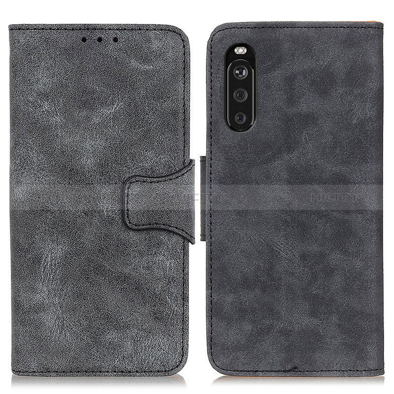 Custodia Portafoglio In Pelle Cover con Supporto M03L per Sony Xperia 10 III Nero