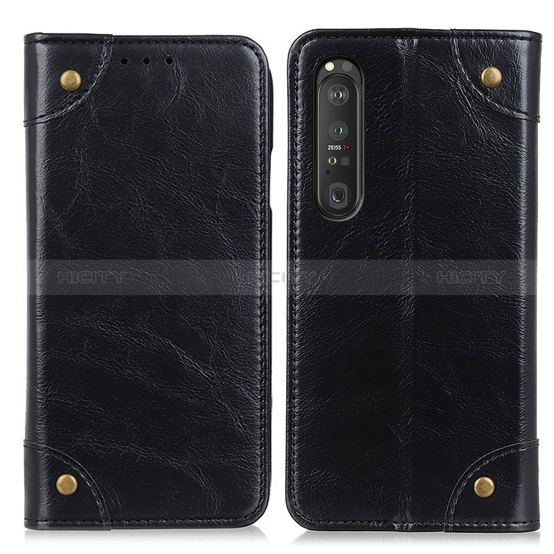 Custodia Portafoglio In Pelle Cover con Supporto M04L per Sony Xperia 1 III Nero