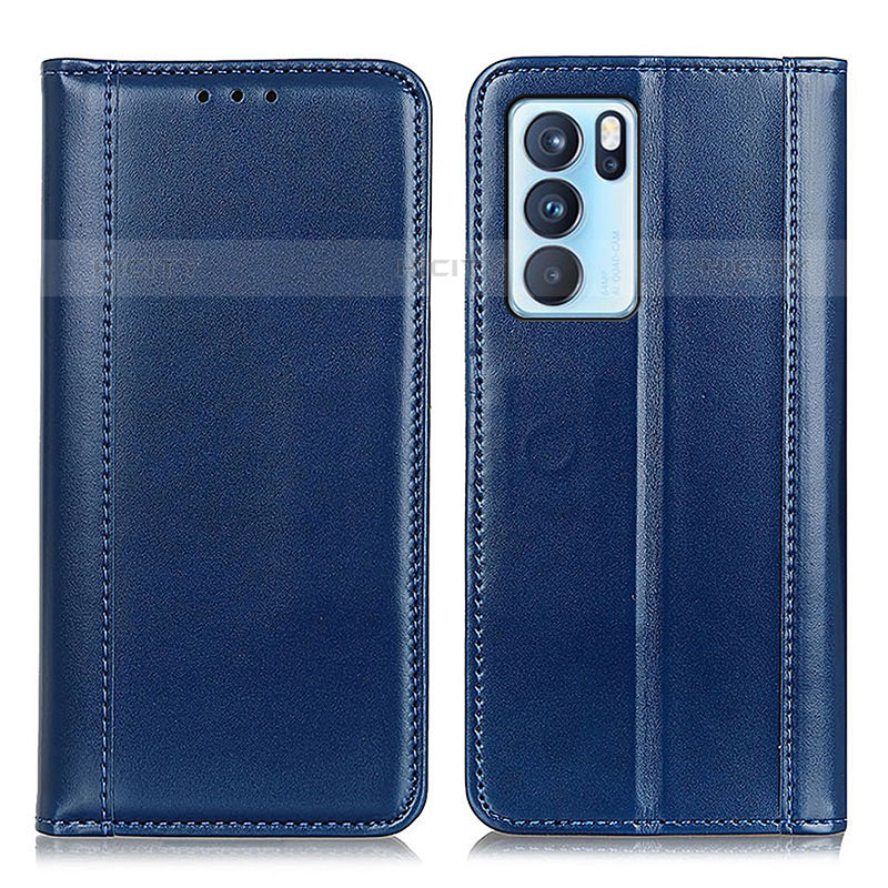 Custodia Portafoglio In Pelle Cover con Supporto M05L per Oppo Reno6 Pro 5G India Blu