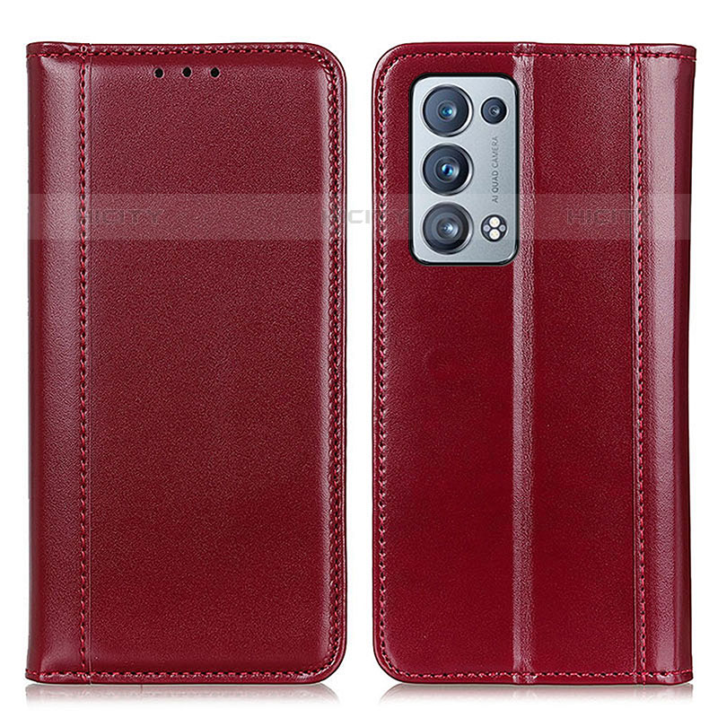 Custodia Portafoglio In Pelle Cover con Supporto M05L per Oppo Reno6 Pro+ Plus 5G Rosso