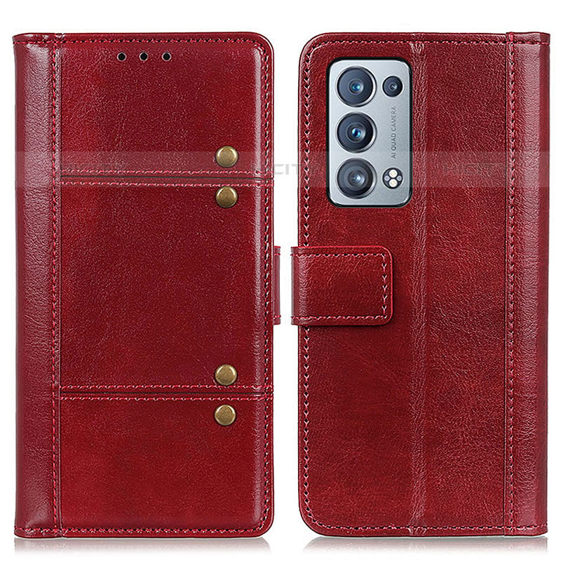 Custodia Portafoglio In Pelle Cover con Supporto M06L per Oppo Reno6 Pro+ Plus 5G Rosso