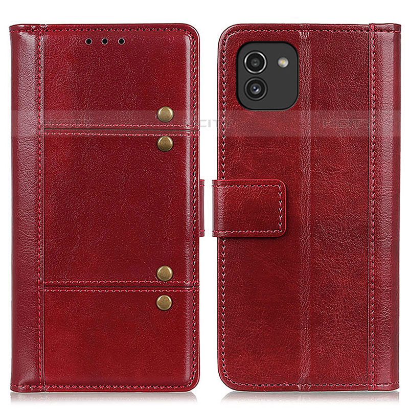 Custodia Portafoglio In Pelle Cover con Supporto M06L per Samsung Galaxy A03 Rosso