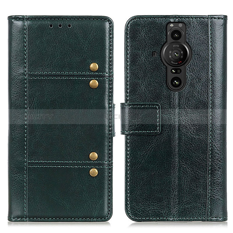 Custodia Portafoglio In Pelle Cover con Supporto M06L per Sony Xperia PRO-I Verde