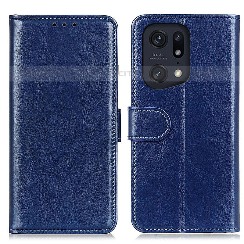 Custodia Portafoglio In Pelle Cover con Supporto M07L per Oppo Find X5 Pro 5G Blu