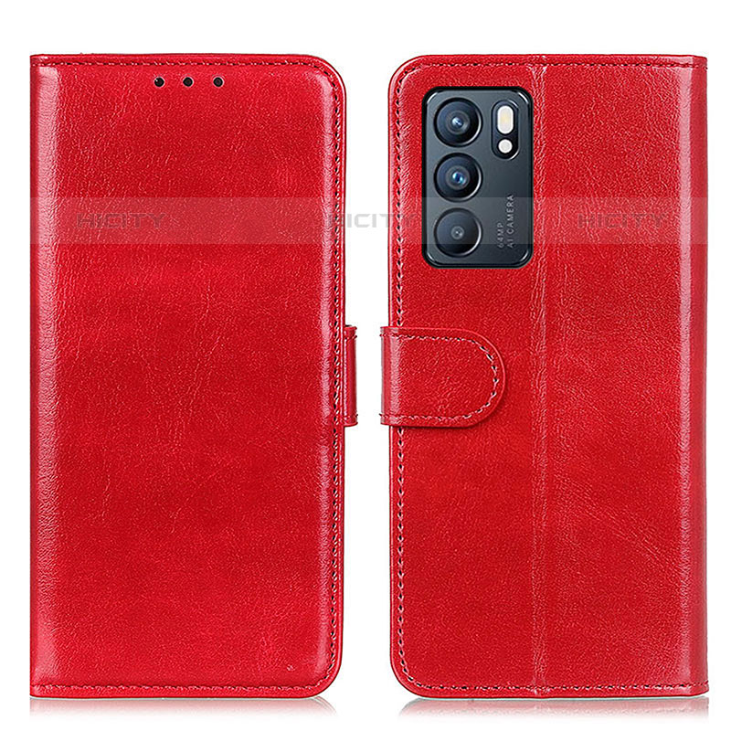 Custodia Portafoglio In Pelle Cover con Supporto M07L per Oppo Reno6 5G Rosso