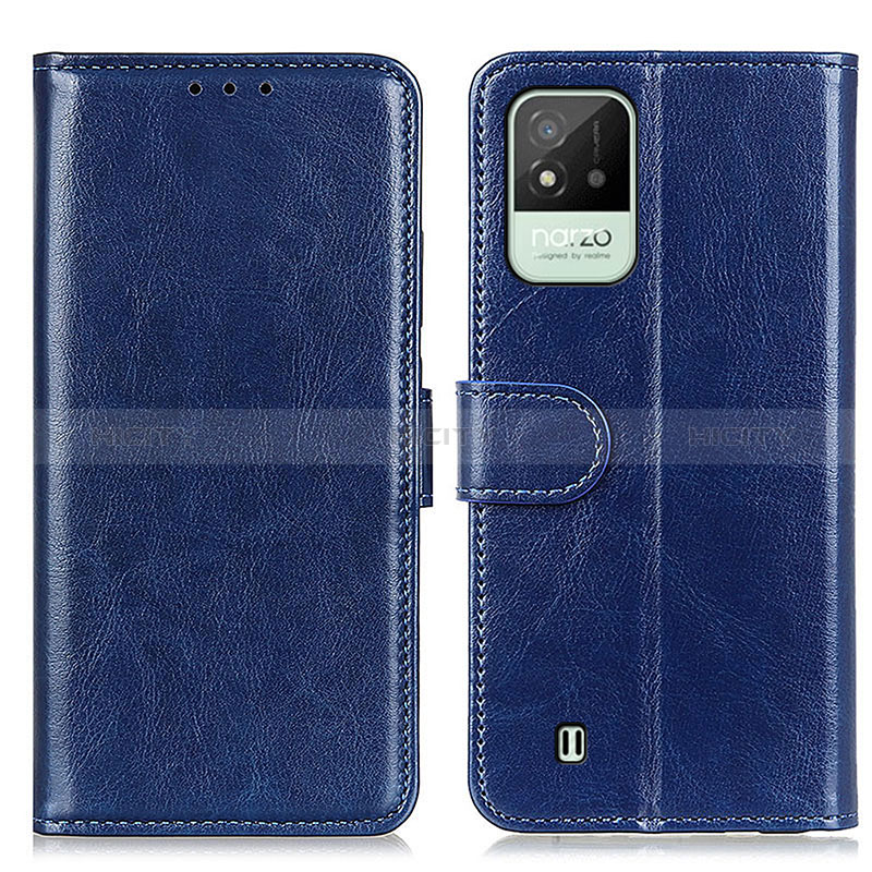 Custodia Portafoglio In Pelle Cover con Supporto M07L per Realme C20A Blu