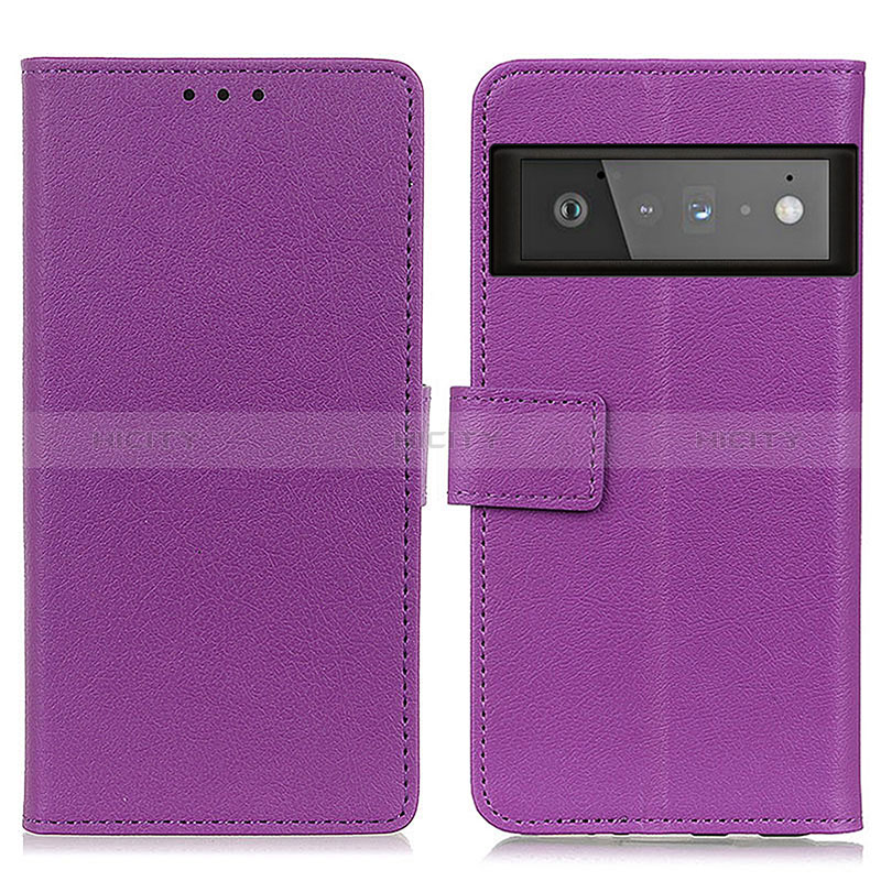 Custodia Portafoglio In Pelle Cover con Supporto M08L per Google Pixel 6 Pro 5G Viola