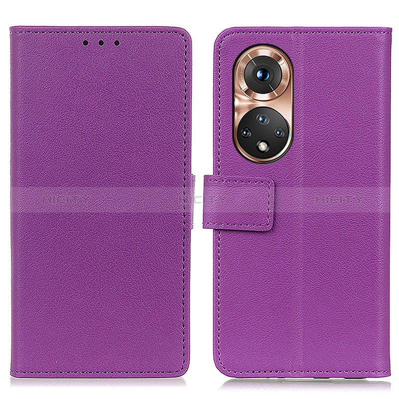 Custodia Portafoglio In Pelle Cover con Supporto M08L per Huawei Honor 50 5G Viola