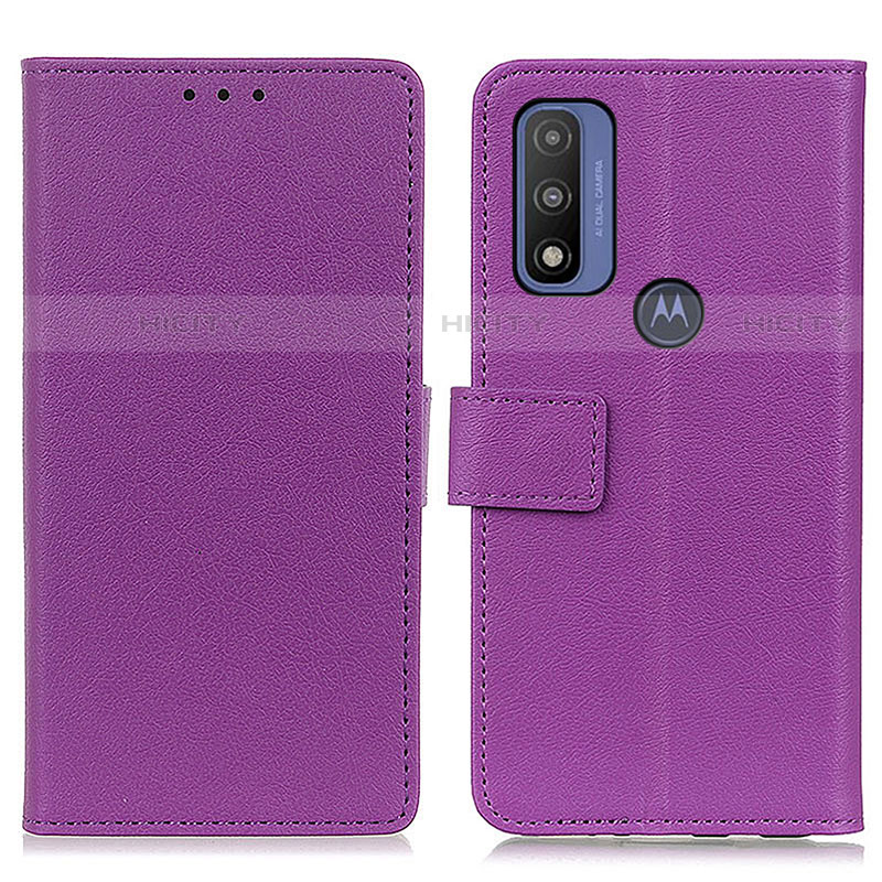 Custodia Portafoglio In Pelle Cover con Supporto M08L per Motorola Moto G Pure Viola