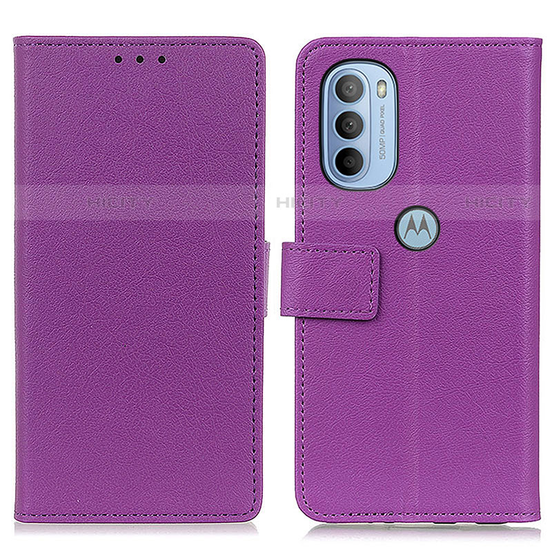 Custodia Portafoglio In Pelle Cover con Supporto M08L per Motorola Moto G31 Viola