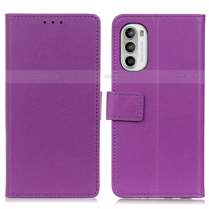 Custodia Portafoglio In Pelle Cover con Supporto M08L per Motorola MOTO G52 Viola