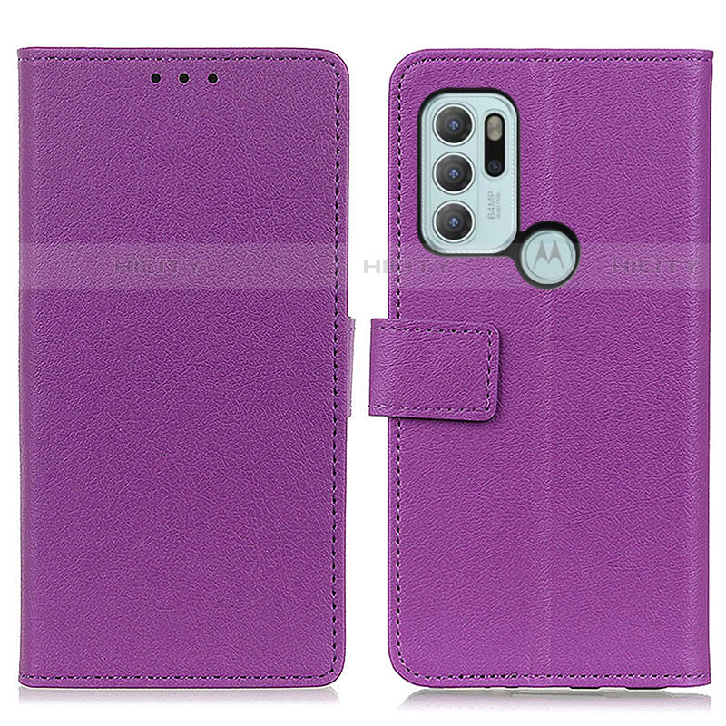 Custodia Portafoglio In Pelle Cover con Supporto M08L per Motorola Moto G60s Viola