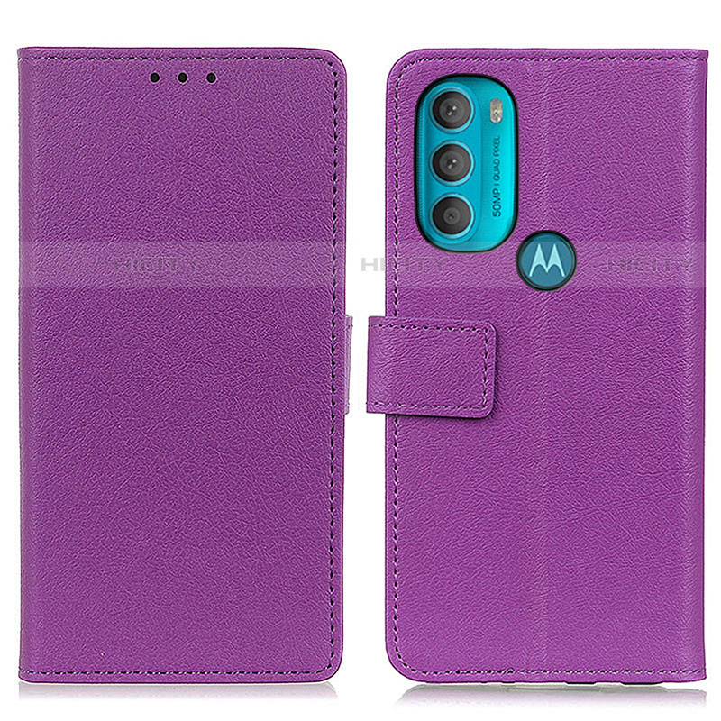 Custodia Portafoglio In Pelle Cover con Supporto M08L per Motorola Moto G71 5G Viola