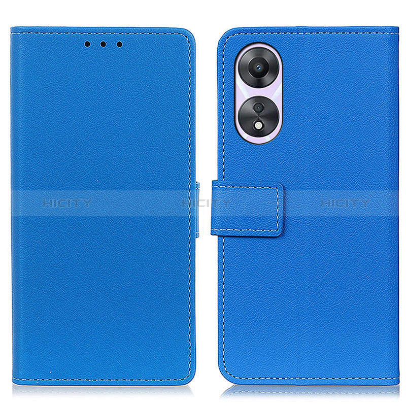 Custodia Portafoglio In Pelle Cover con Supporto M08L per Oppo A38 Blu