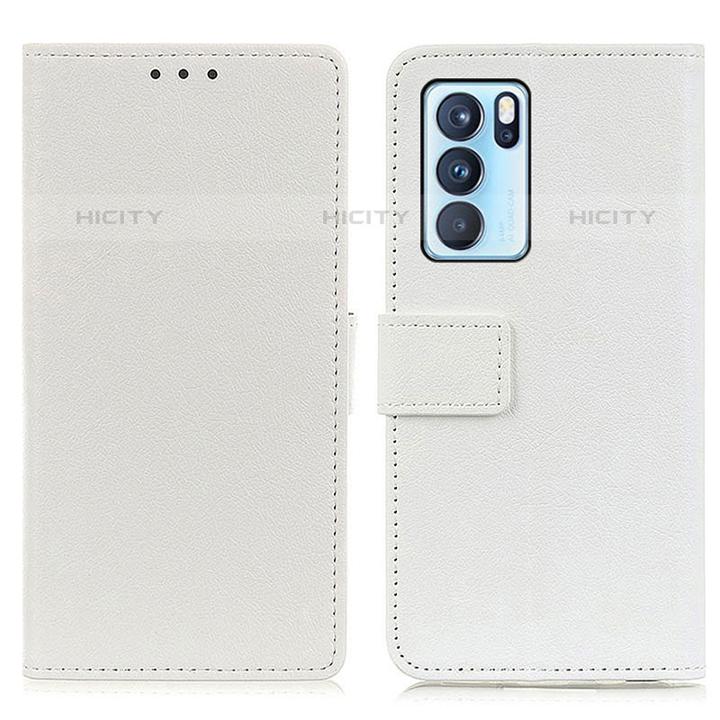 Custodia Portafoglio In Pelle Cover con Supporto M08L per Oppo Reno6 Pro 5G India Bianco