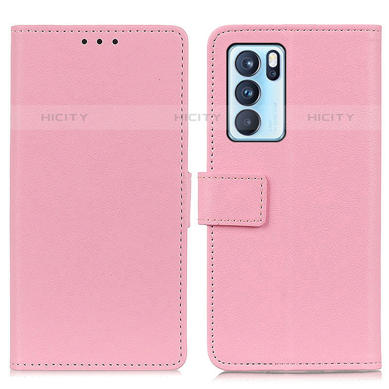 Custodia Portafoglio In Pelle Cover con Supporto M08L per Oppo Reno6 Pro 5G India Rosa