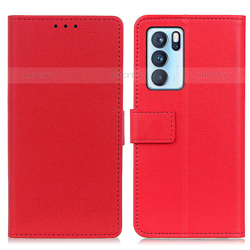 Custodia Portafoglio In Pelle Cover con Supporto M08L per Oppo Reno6 Pro 5G India Rosso