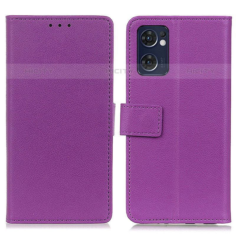 Custodia Portafoglio In Pelle Cover con Supporto M08L per Oppo Reno7 5G Viola