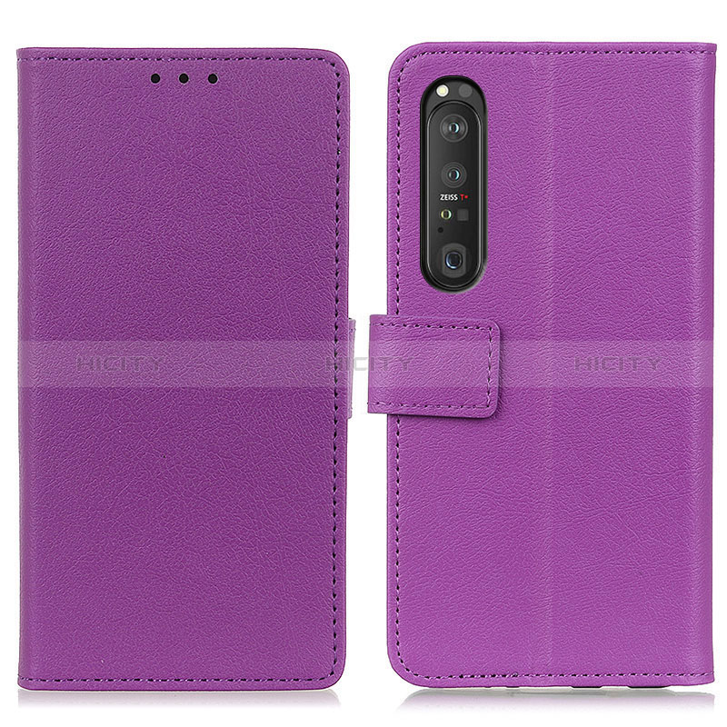 Custodia Portafoglio In Pelle Cover con Supporto M08L per Sony Xperia 1 III Viola