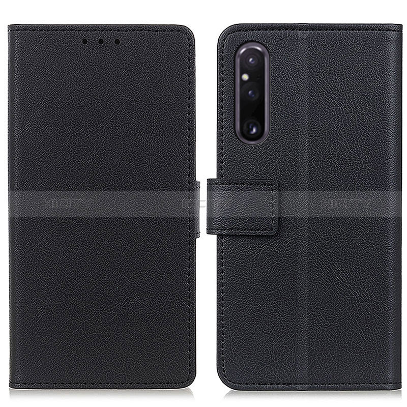 Custodia Portafoglio In Pelle Cover con Supporto M08L per Sony Xperia 1 V Nero