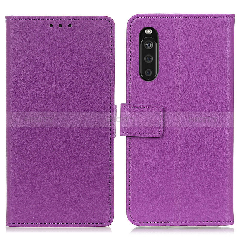 Custodia Portafoglio In Pelle Cover con Supporto M08L per Sony Xperia 10 III SO-52B Viola