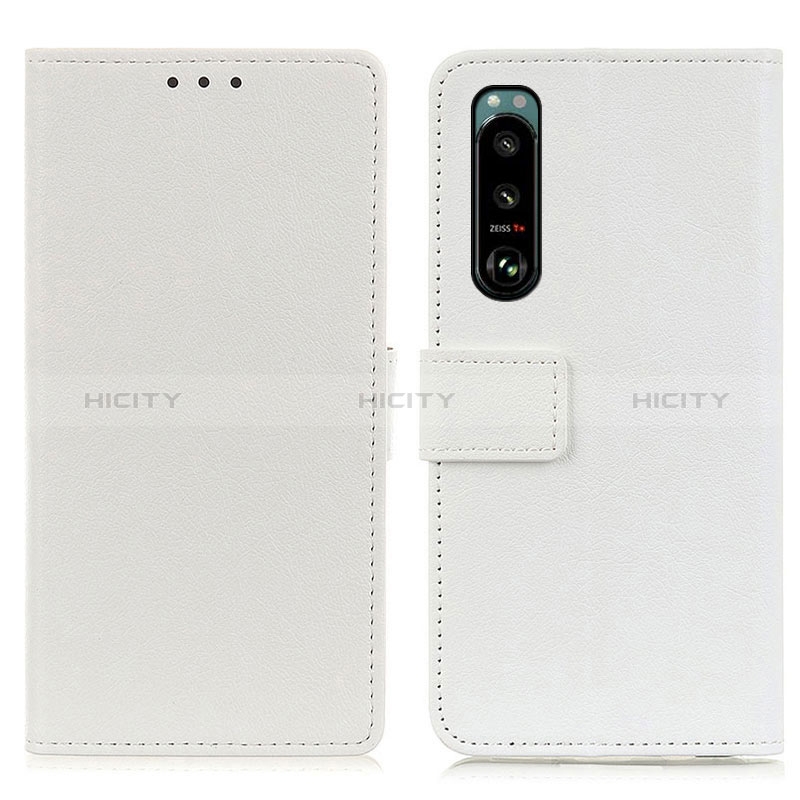 Custodia Portafoglio In Pelle Cover con Supporto M08L per Sony Xperia 5 III Bianco