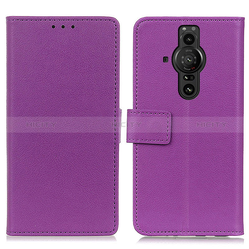 Custodia Portafoglio In Pelle Cover con Supporto M08L per Sony Xperia PRO-I Viola