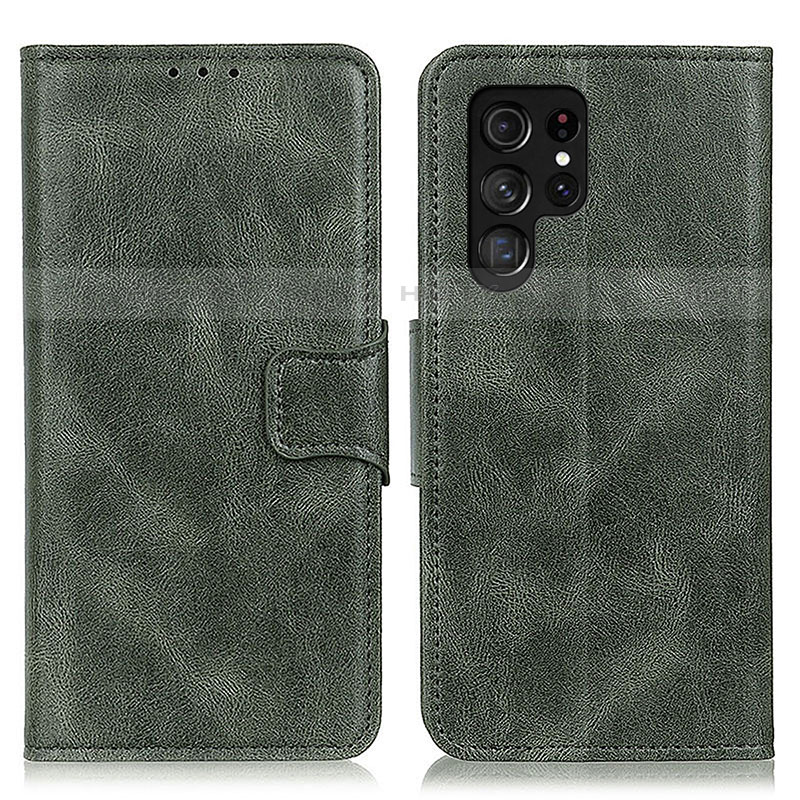 Custodia Portafoglio In Pelle Cover con Supporto M09L per Samsung Galaxy S22 Ultra 5G Verde