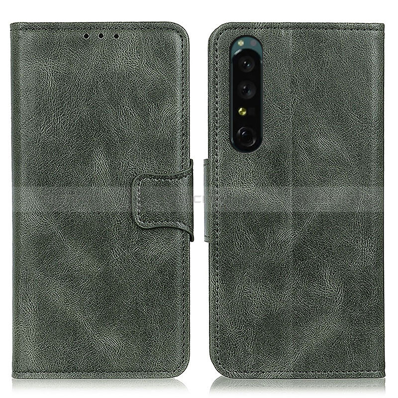 Custodia Portafoglio In Pelle Cover con Supporto M09L per Sony Xperia 1 IV Verde