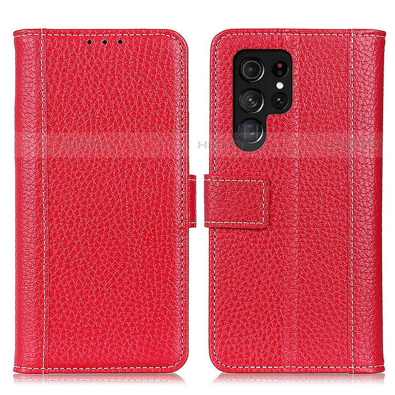 Custodia Portafoglio In Pelle Cover con Supporto M10L per Samsung Galaxy S23 Ultra 5G Rosso