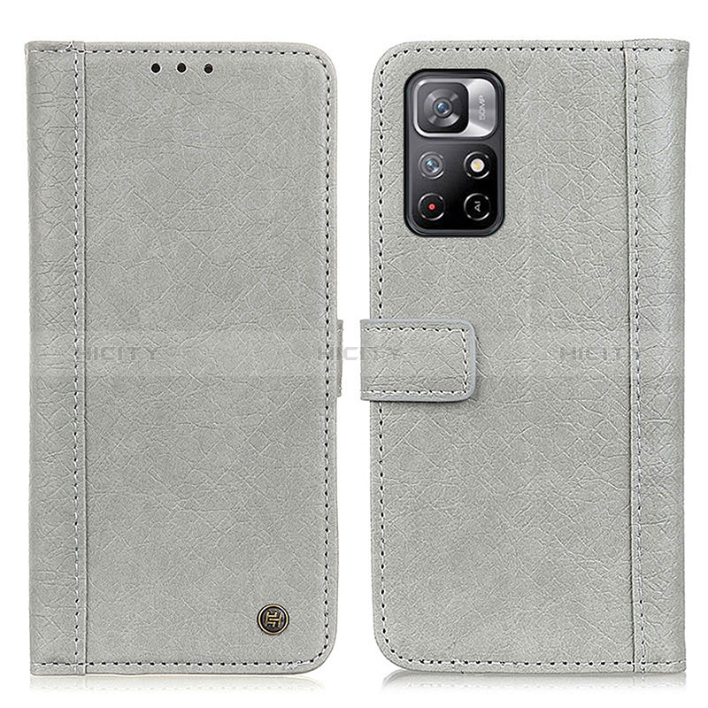 Custodia Portafoglio In Pelle Cover con Supporto M10L per Xiaomi Poco M4 Pro 5G Grigio