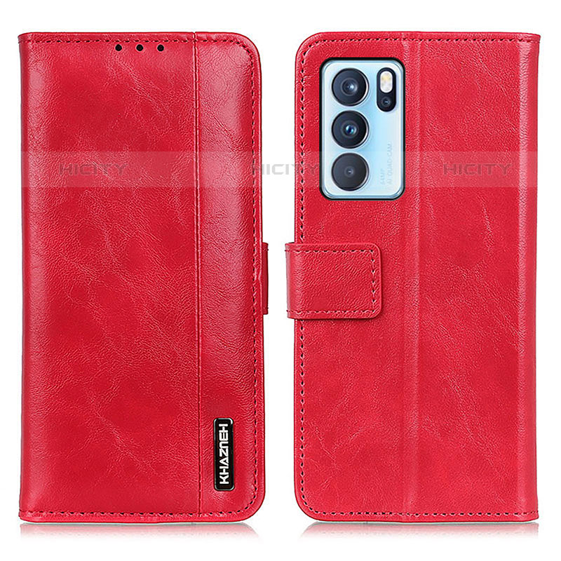 Custodia Portafoglio In Pelle Cover con Supporto M11L per Oppo Reno6 Pro 5G India Rosso