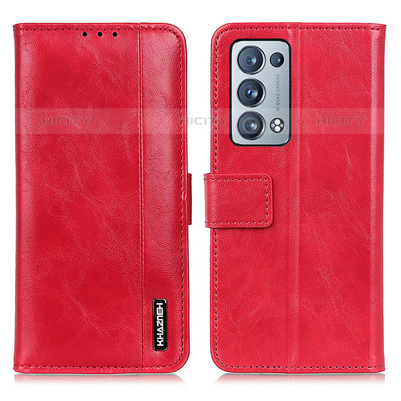 Custodia Portafoglio In Pelle Cover con Supporto M11L per Oppo Reno6 Pro 5G Rosso